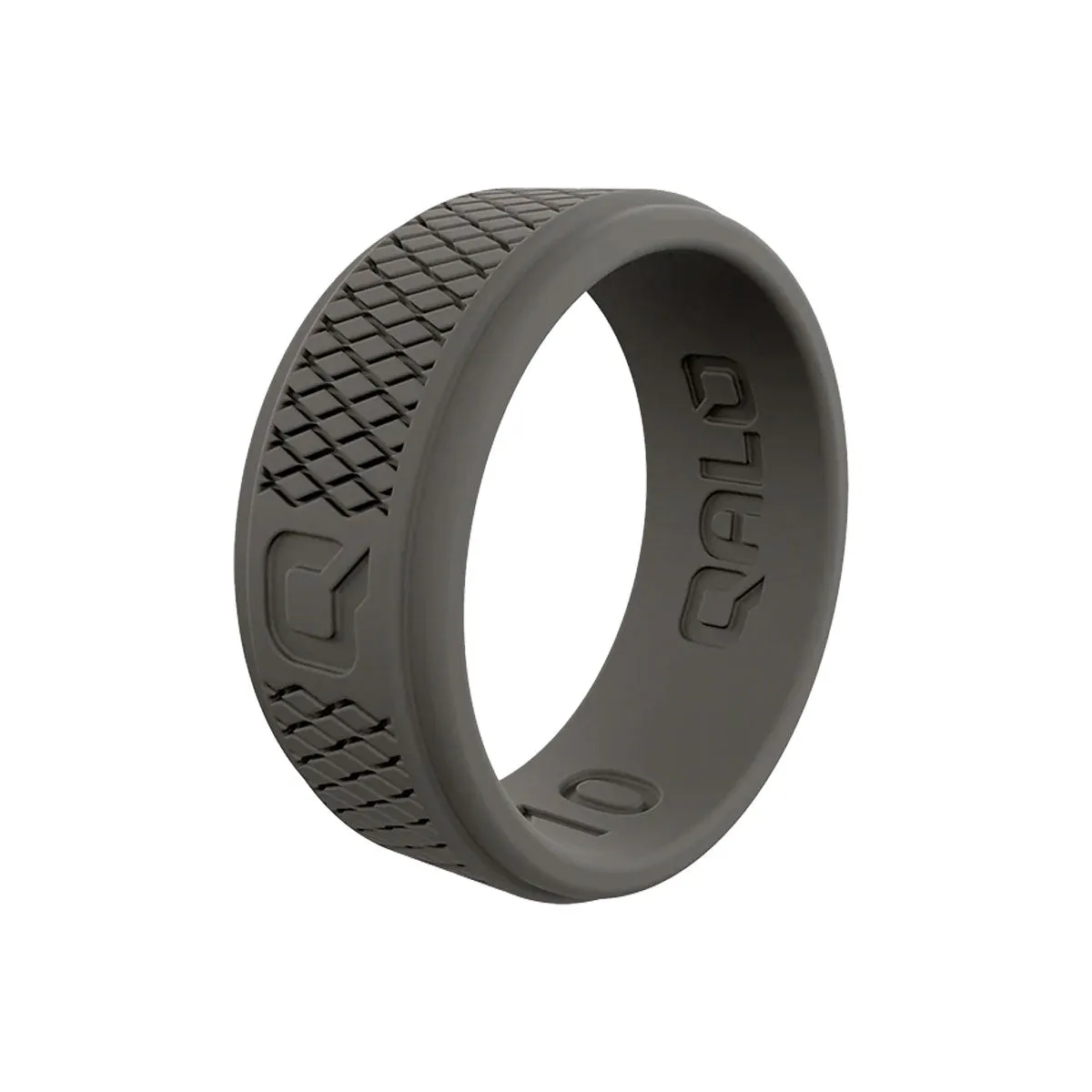 QALO Men's Dark Grey Step Edge Crosshatch Q2X Silicone Ring