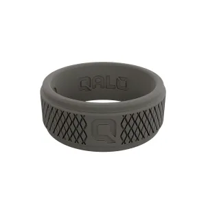 QALO Men's Dark Grey Step Edge Crosshatch Q2X Silicone Ring