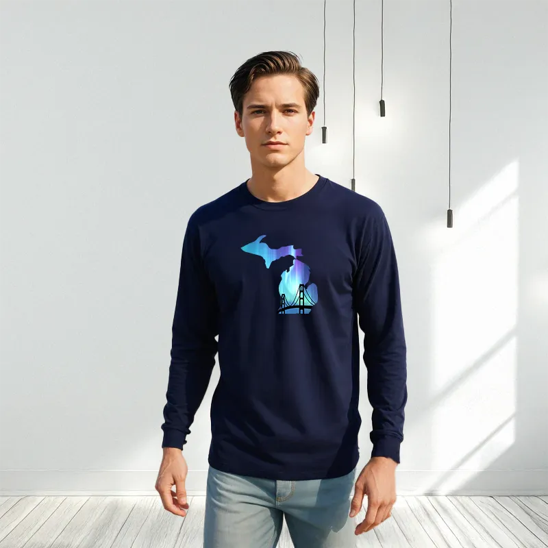 "Bridge Northern Lights" Men's Long Sleeve T-Shirt
