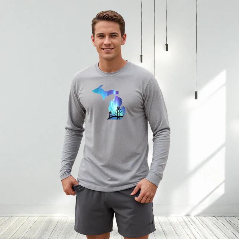 "Bridge Northern Lights" Men's Long Sleeve T-Shirt