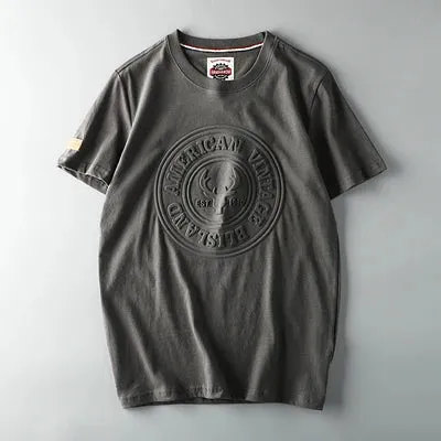 "Men's Summer Retro 3D Letter Printed T-shirt | American Style O-neck Casual Cotton Sport Top