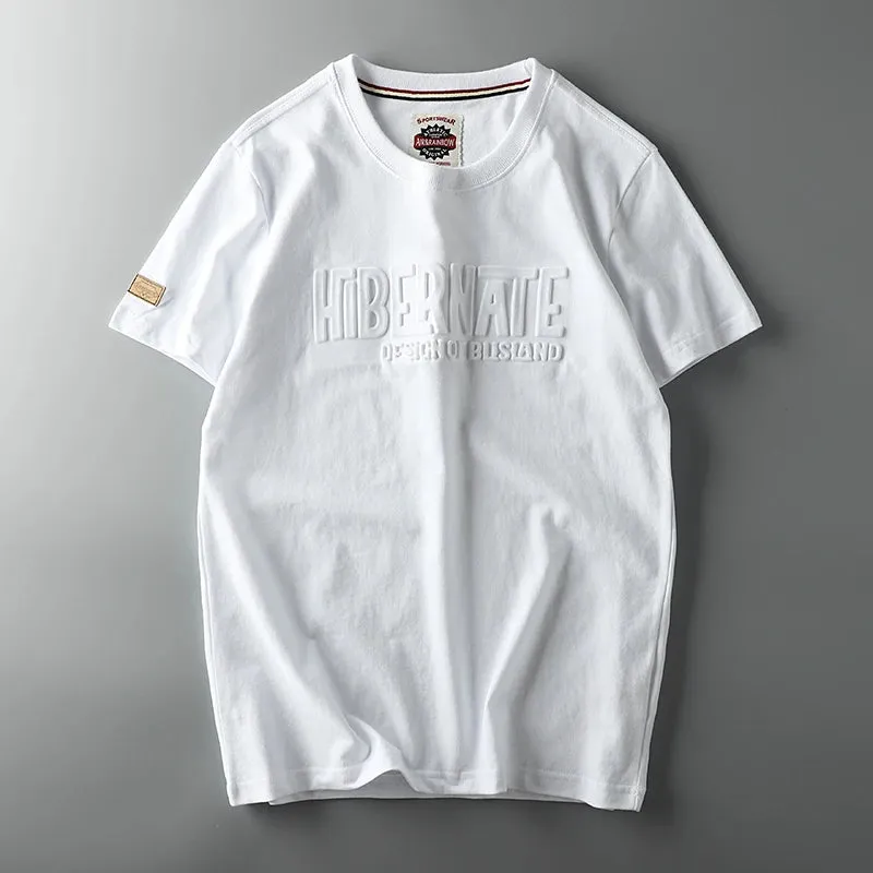 "Men's Summer Retro 3D Letter Printed T-shirt | American Style O-neck Casual Cotton Sport Top
