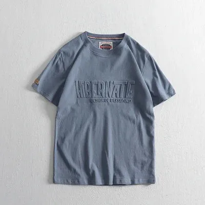 "Men's Summer Retro 3D Letter Printed T-shirt | American Style O-neck Casual Cotton Sport Top