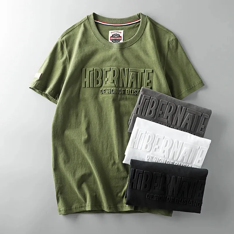 "Men's Summer Retro 3D Letter Printed T-shirt | American Style O-neck Casual Cotton Sport Top