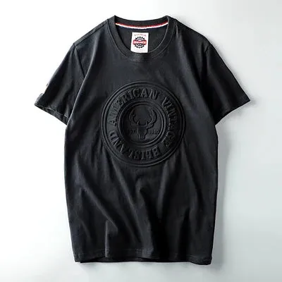 "Men's Summer Retro 3D Letter Printed T-shirt | American Style O-neck Casual Cotton Sport Top