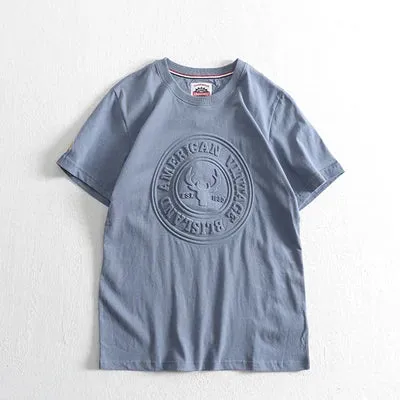 "Men's Summer Retro 3D Letter Printed T-shirt | American Style O-neck Casual Cotton Sport Top