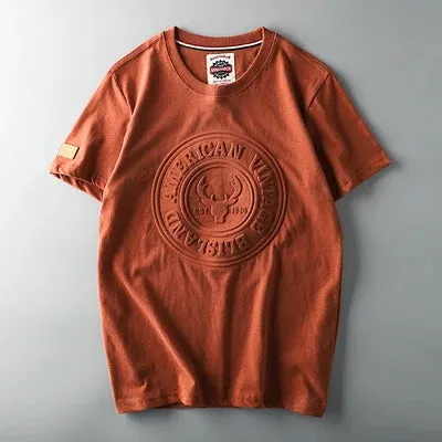 "Men's Summer Retro 3D Letter Printed T-shirt | American Style O-neck Casual Cotton Sport Top