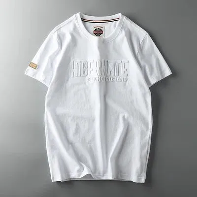 "Men's Summer Retro 3D Letter Printed T-shirt | American Style O-neck Casual Cotton Sport Top