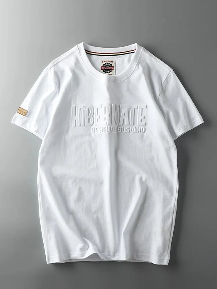 "Men's Summer Retro 3D Letter Printed T-shirt | American Style O-neck Casual Cotton Sport Top