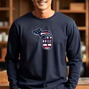 "Michigan Flag Peace" Men's Long Sleeve T-Shirt