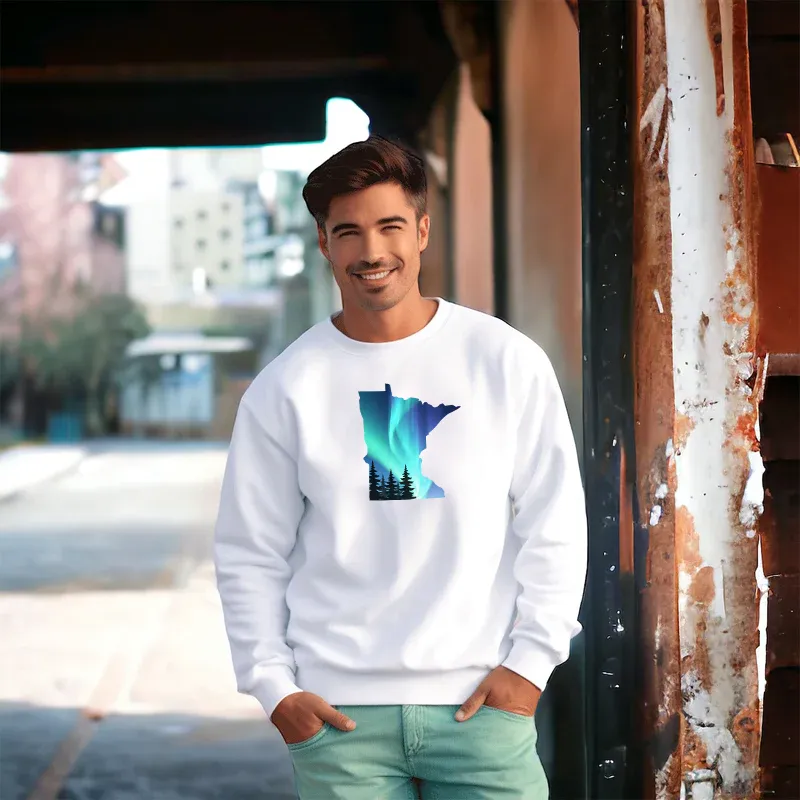 "Minnesota Northern Lights" Men's Classic Crew Sweatshirt