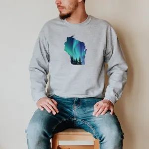 "Wisconsin Northern Lights" Men's Long Sleeve T-Shirt
