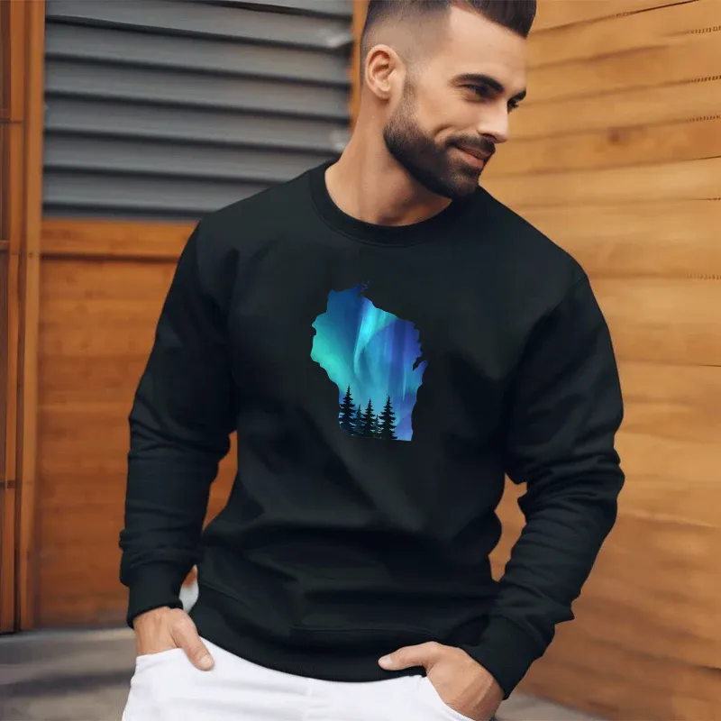 "Wisconsin Northern Lights" Men's Long Sleeve T-Shirt