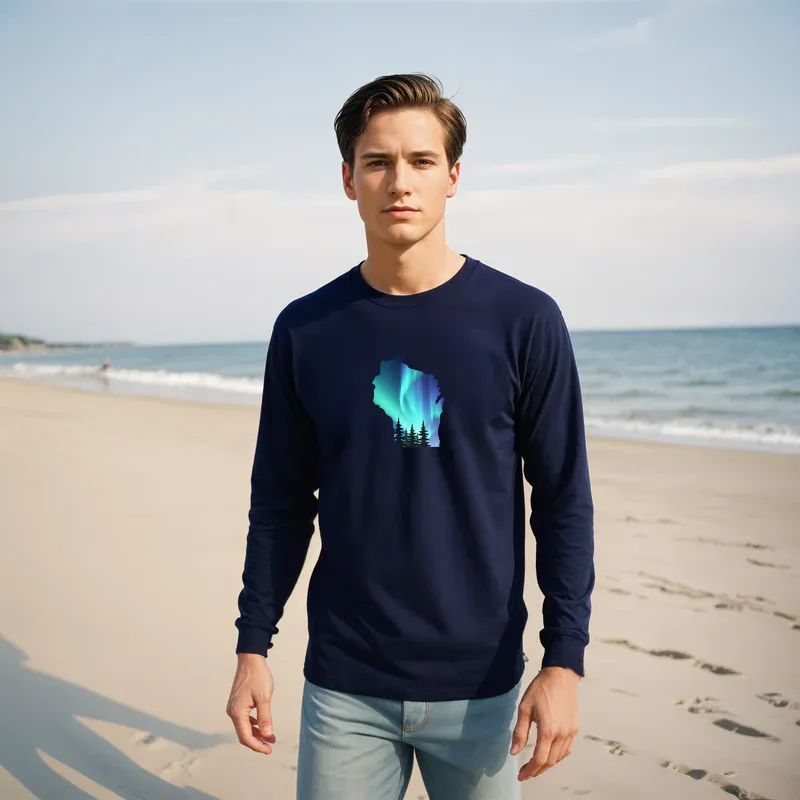 "Wisconsin Northern Lights" Men's Long Sleeve T-Shirt