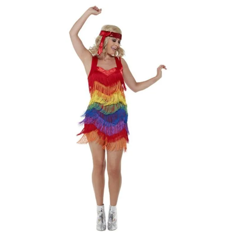 Rainbow Pride 20s Flapper Dress, Multicoloured