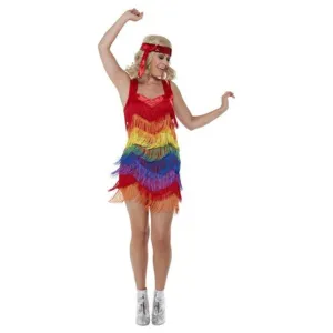 Rainbow Pride 20s Flapper Dress, Multicoloured