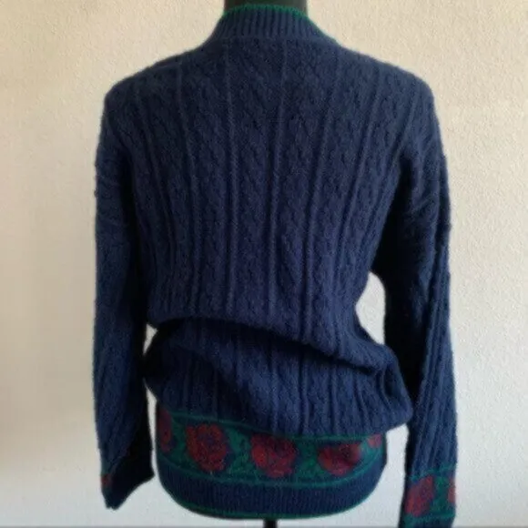 Rare Vintage Cable Cardigan Sweater With Gold  Buttons