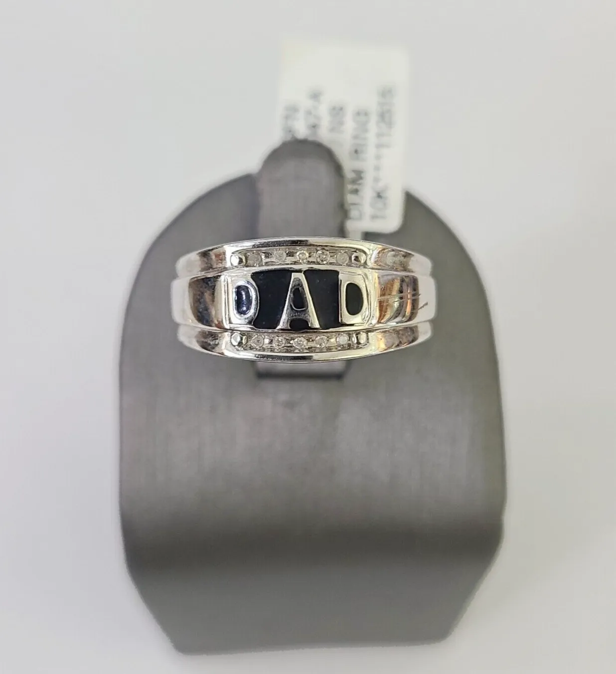 Real 10k DAD Diamond Ring Mens White Gold Size 10 Ring 10kt Genuine