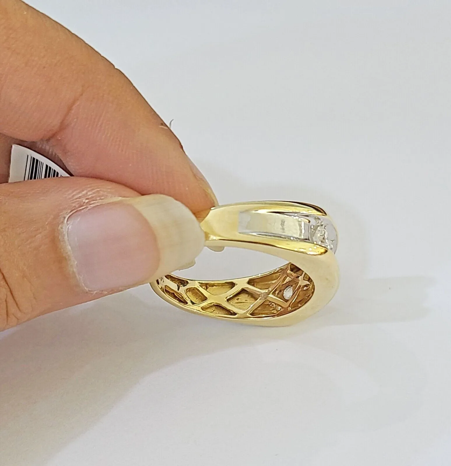 Real 14k Yellow Gold White Diamond Mens Ring Genuine Natural