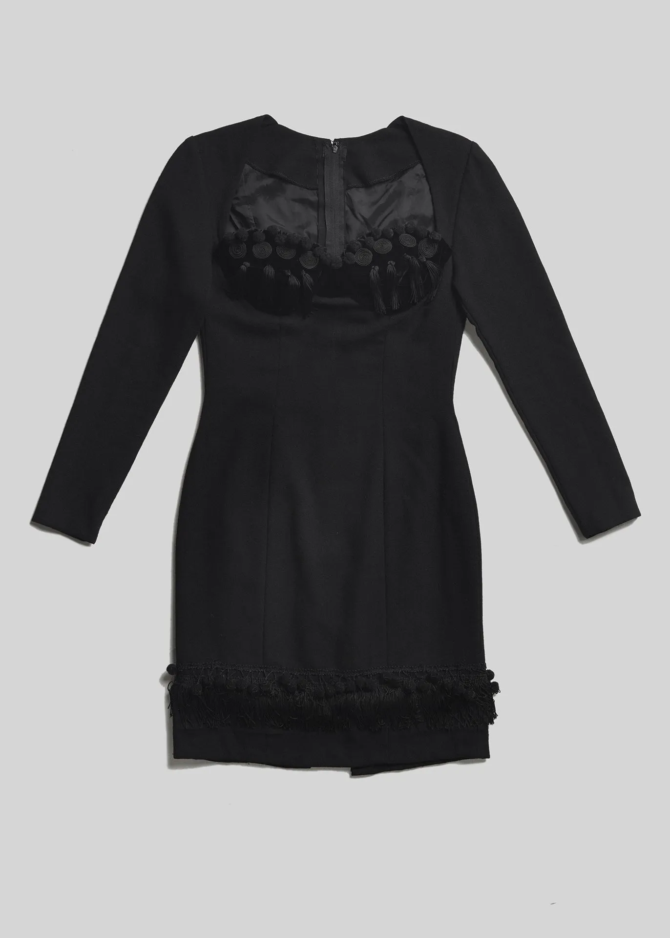 RECIETY - VINTAGE TASSLE LONG SLEEVE DRESS - BLACK