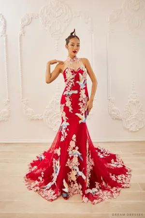 Red Bridal Cheongsam | Couture Lace Modern Cheongsam (#MIRA)