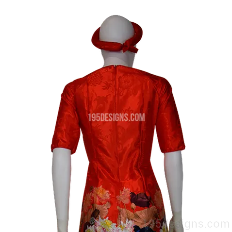 Red Embroidered Fabric Head Accessory Lunar New Year | Mấn Vải Gấm Tết (not Included dress)