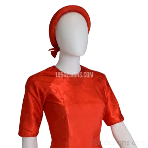 Red Embroidered Fabric Head Accessory Lunar New Year | Mấn Vải Gấm Tết (not Included dress)
