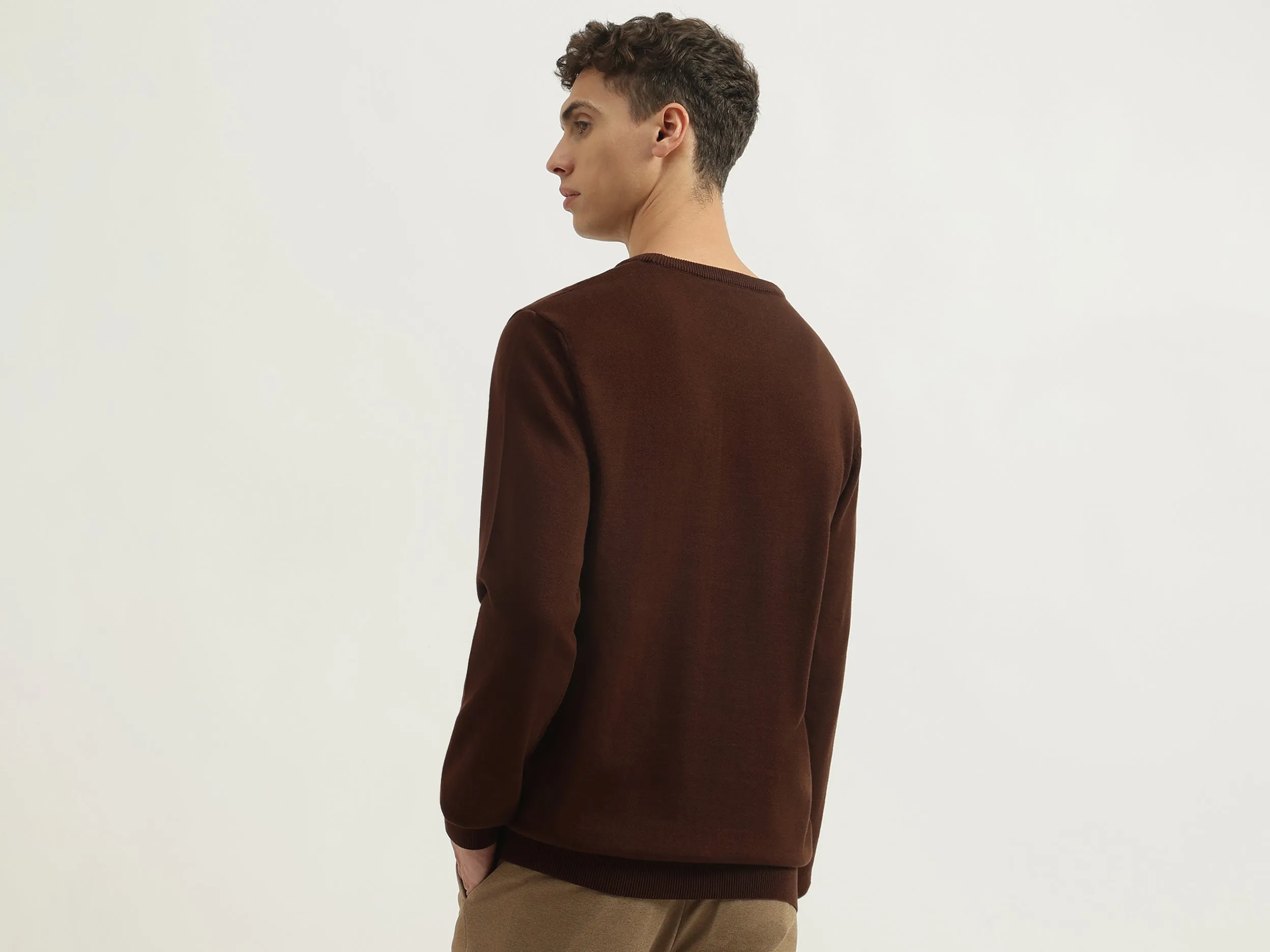 Regular Fit Round Neck Houndstooth Sweatshirts