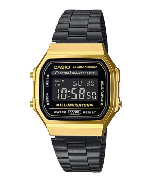 Reloj Vintage casual correa de Acero inoxidable A-168WEGB-1B