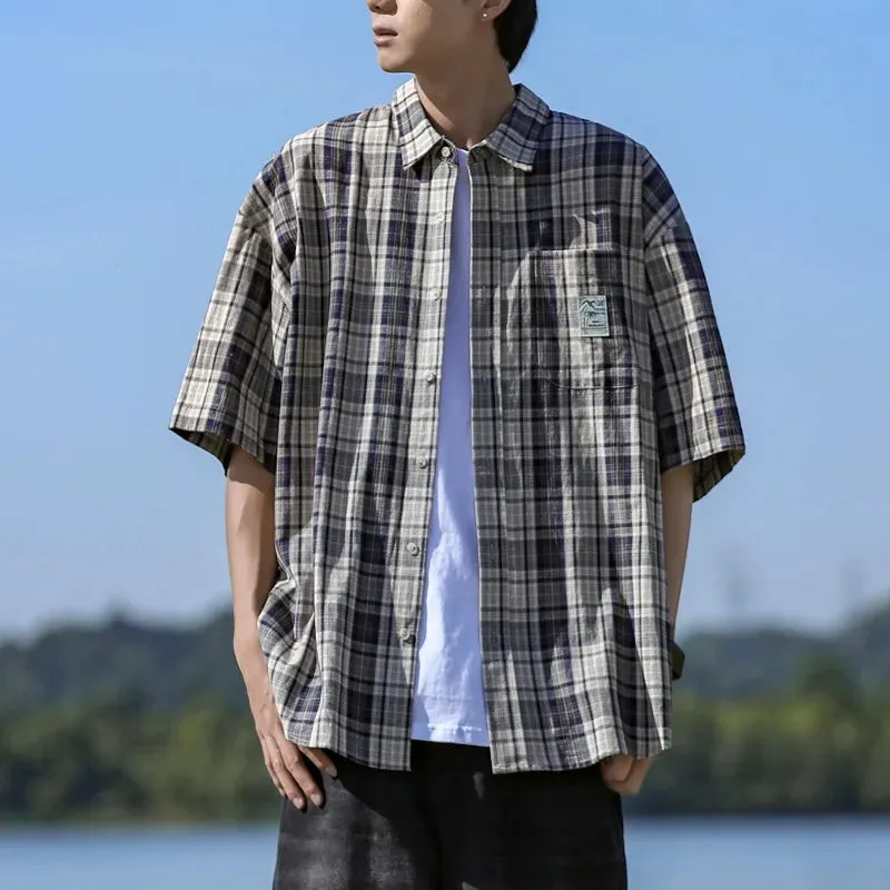 RetroTrend Herren Sommer Kariertes Hemd