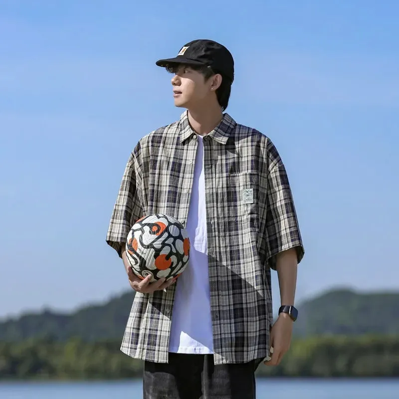RetroTrend Herren Sommer Kariertes Hemd