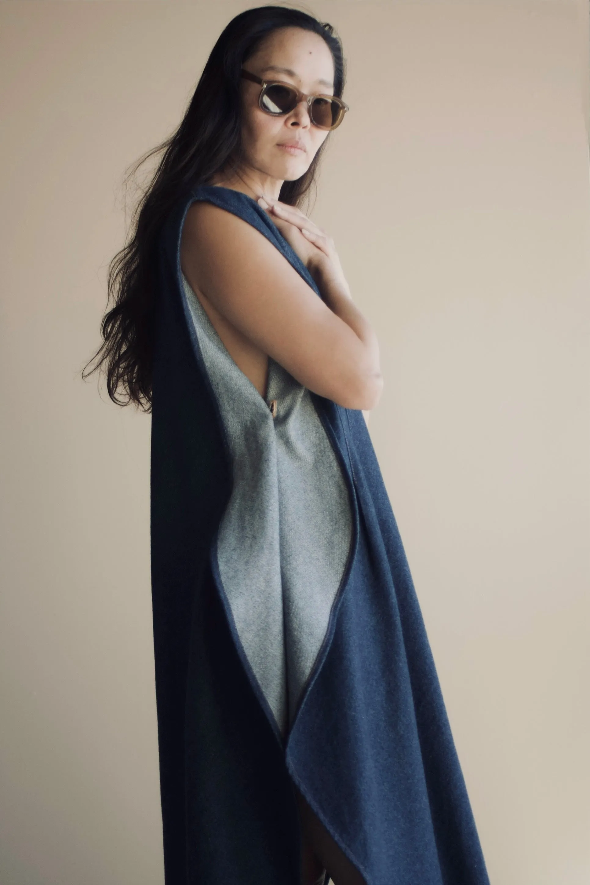 Reversible Hourglass Kaftan Indigo Blue Denim {Made to Order}