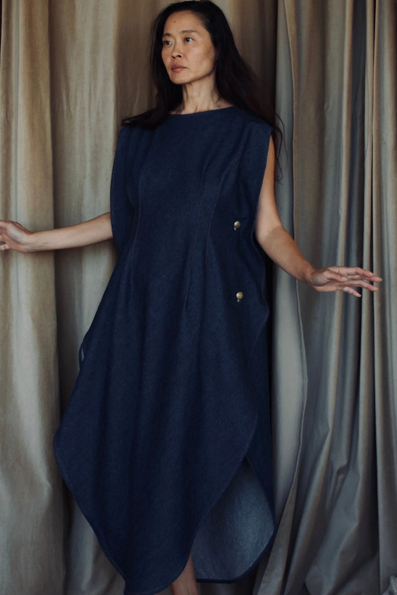 Reversible Hourglass Kaftan Indigo Blue Denim {Made to Order}