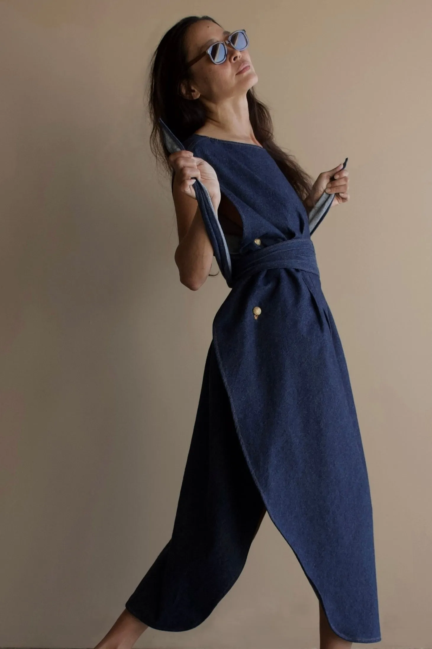 Reversible Hourglass Kaftan Indigo Blue Denim {Made to Order}