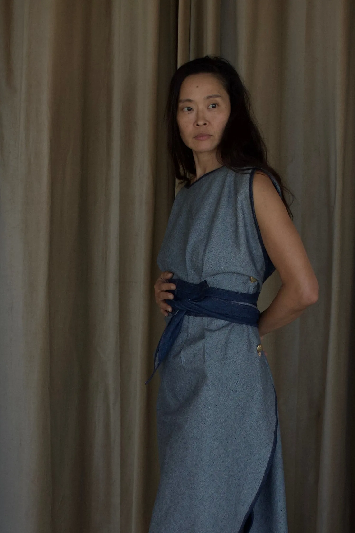 Reversible Hourglass Kaftan Indigo Blue Denim {Made to Order}