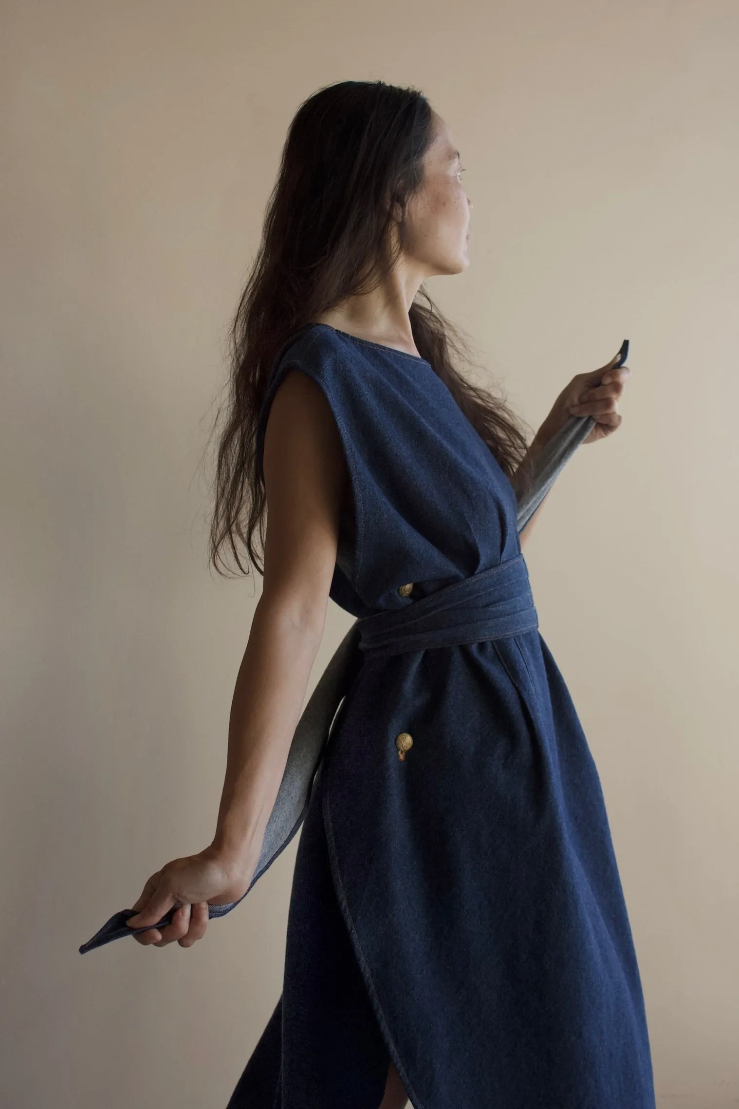 Reversible Hourglass Kaftan Indigo Blue Denim {Made to Order}