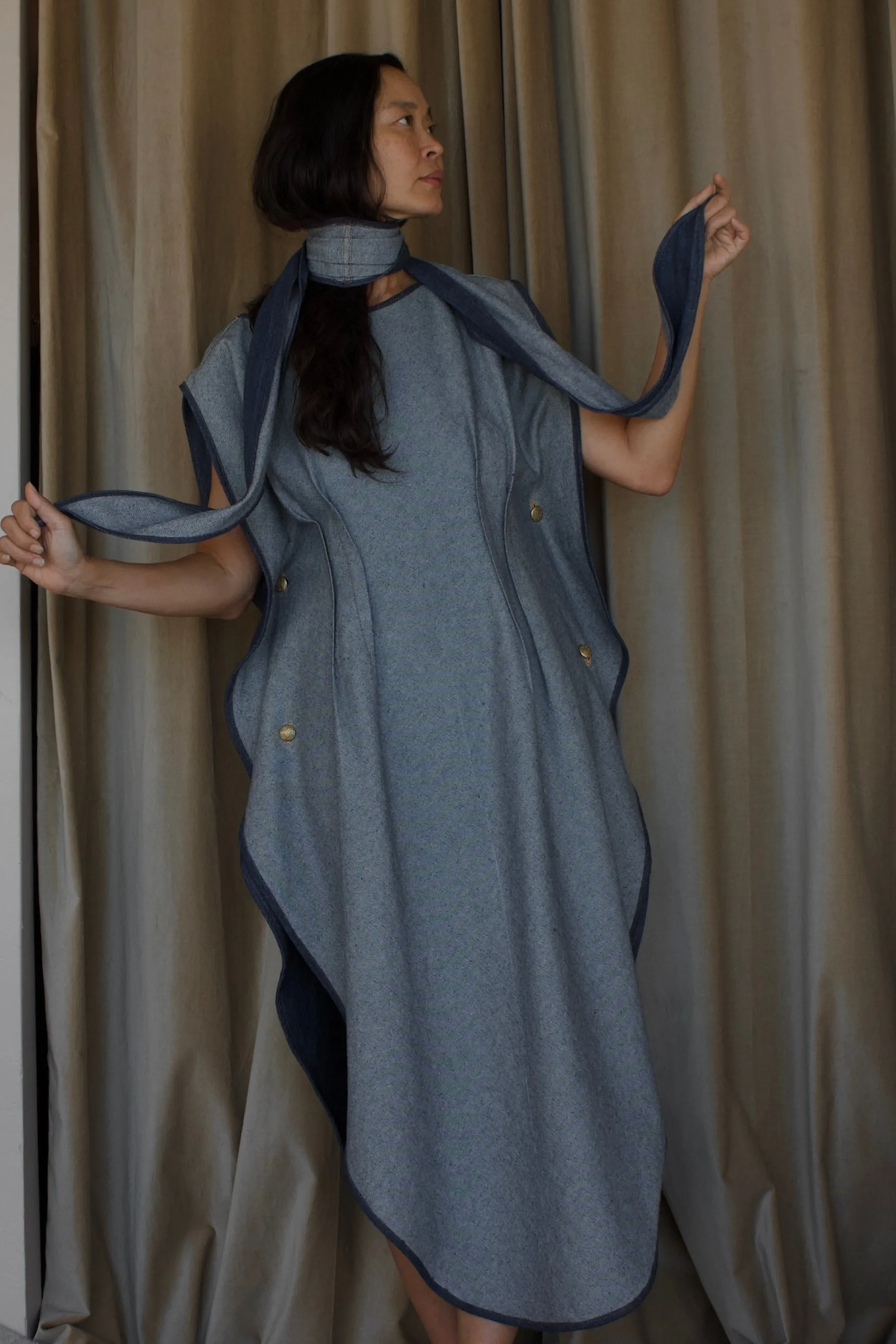 Reversible Hourglass Kaftan Indigo Blue Denim {Made to Order}