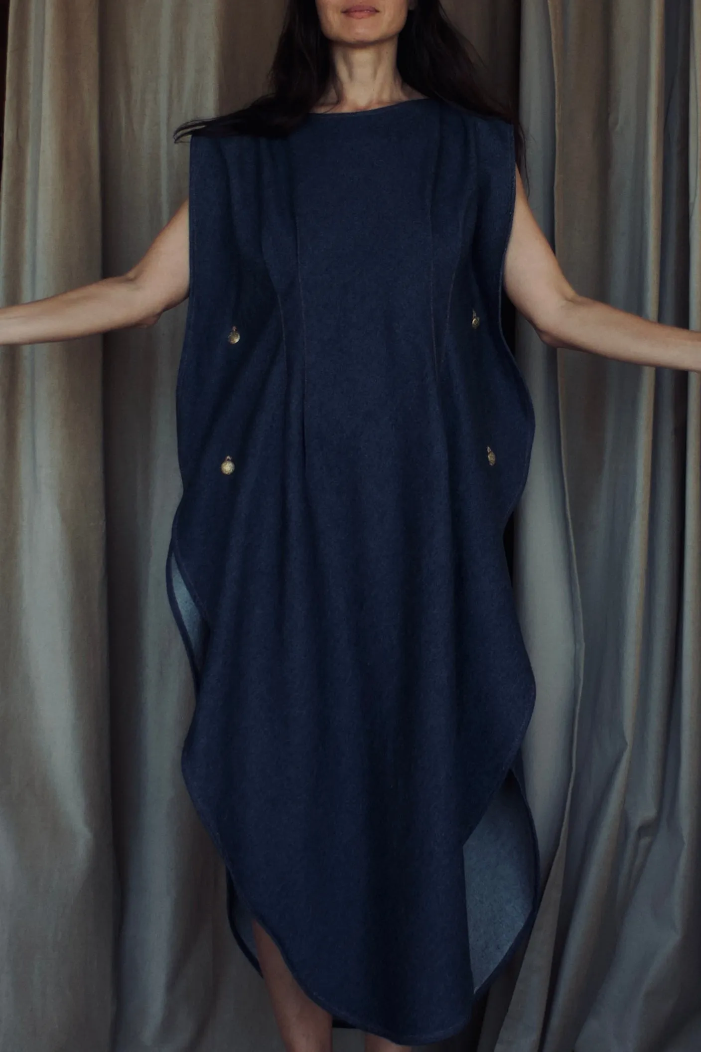 Reversible Hourglass Kaftan Indigo Blue Denim {Made to Order}