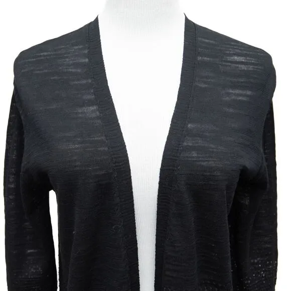Revolve One Grey Day Black Lightweight Spring Open Front Cardigan Size Medium