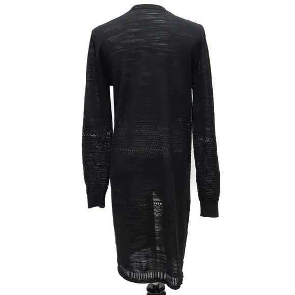 Revolve One Grey Day Black Lightweight Spring Open Front Cardigan Size Medium
