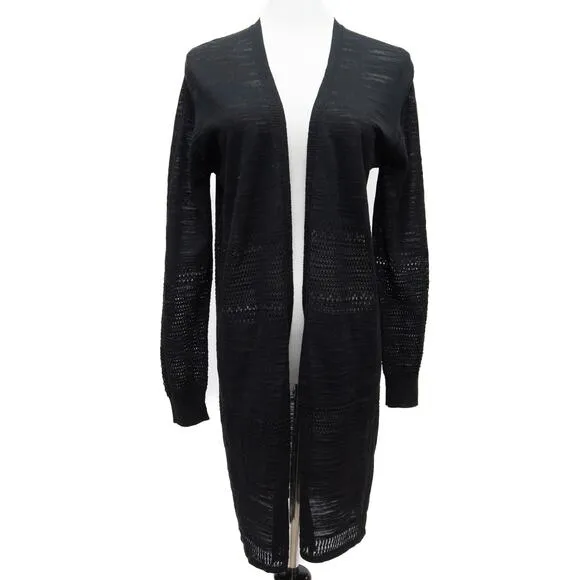 Revolve One Grey Day Black Lightweight Spring Open Front Cardigan Size Medium