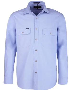 Ritemate Mens Chambray Long Sleeve Full Button Shirt