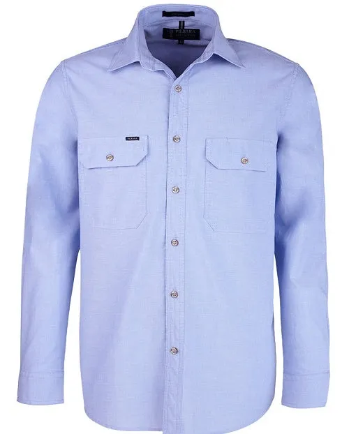 Ritemate Mens Chambray Long Sleeve Full Button Shirt
