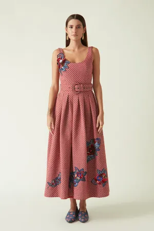 Rockefeller Holidays I  Sulawesi Quilted Dress with belt Kataan Red Java collection 4JV-38