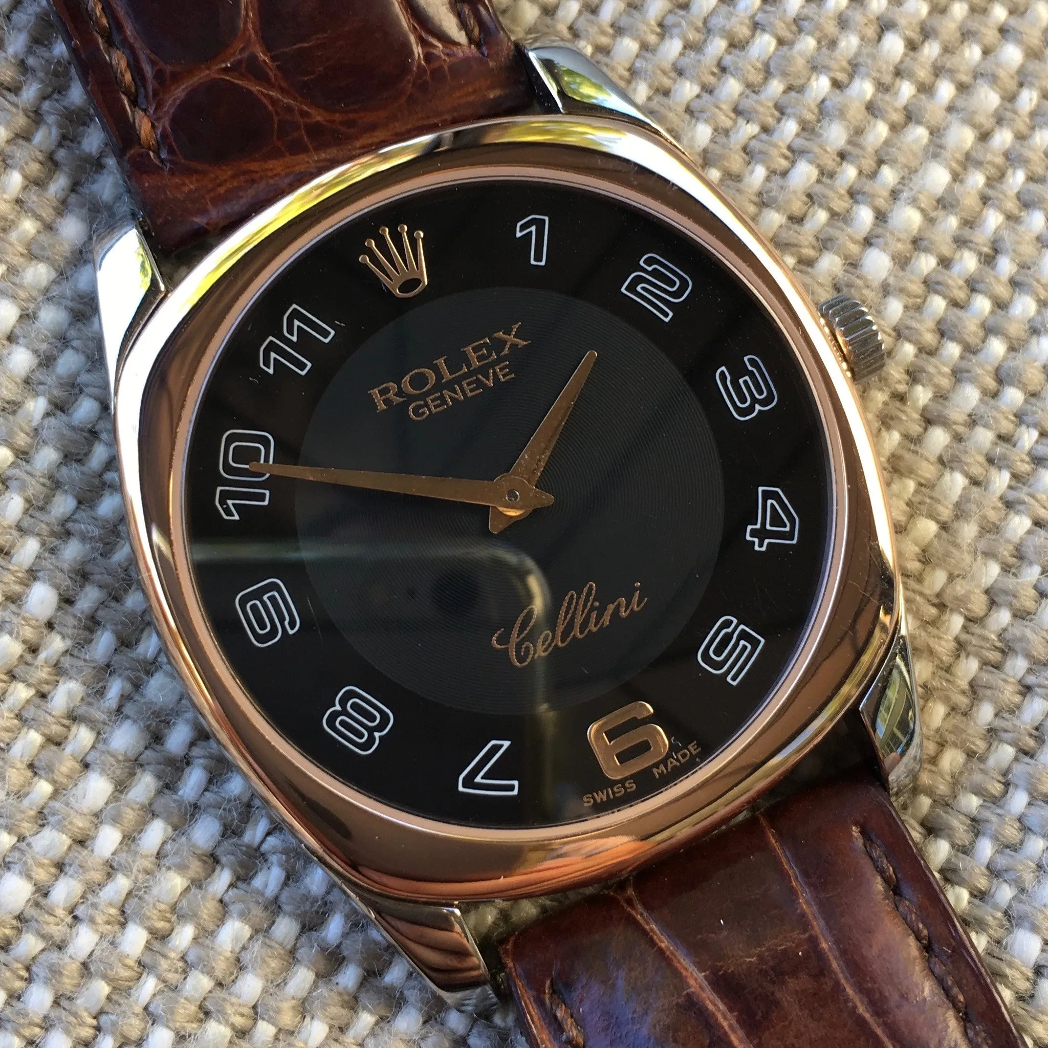Rolex Cellini 4233 18K White Rose Gold Manual Dress Wristwatch Box Papers