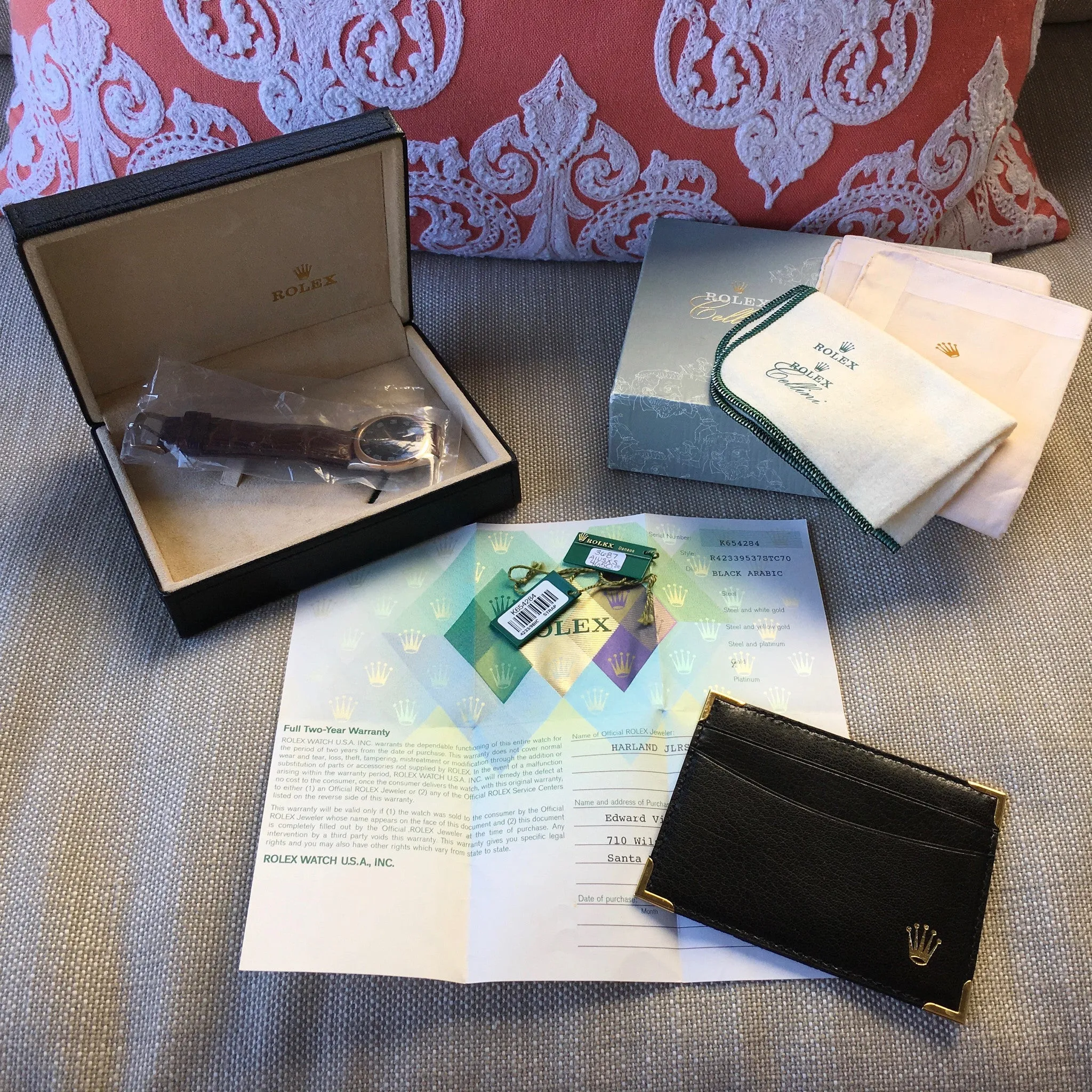 Rolex Cellini 4233 18K White Rose Gold Manual Dress Wristwatch Box Papers