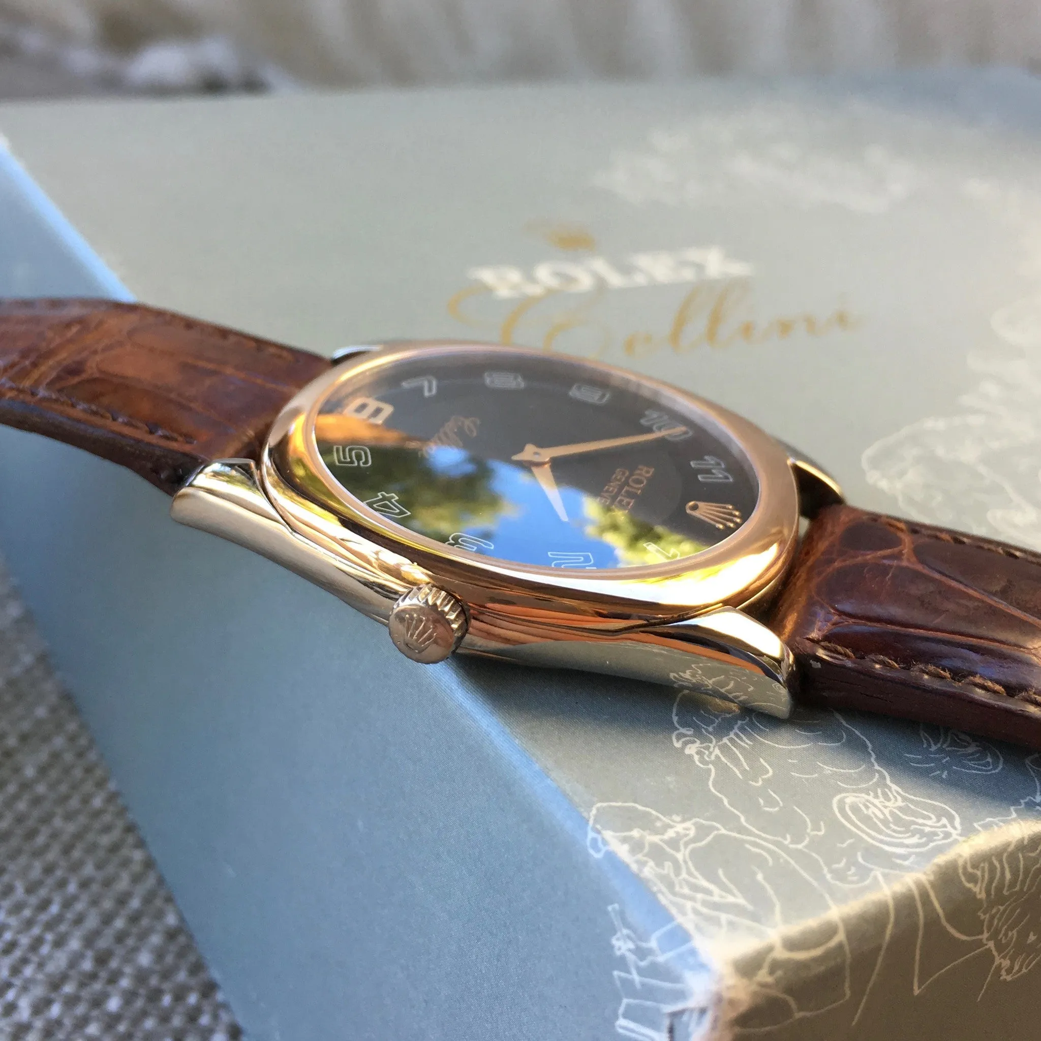 Rolex Cellini 4233 18K White Rose Gold Manual Dress Wristwatch Box Papers