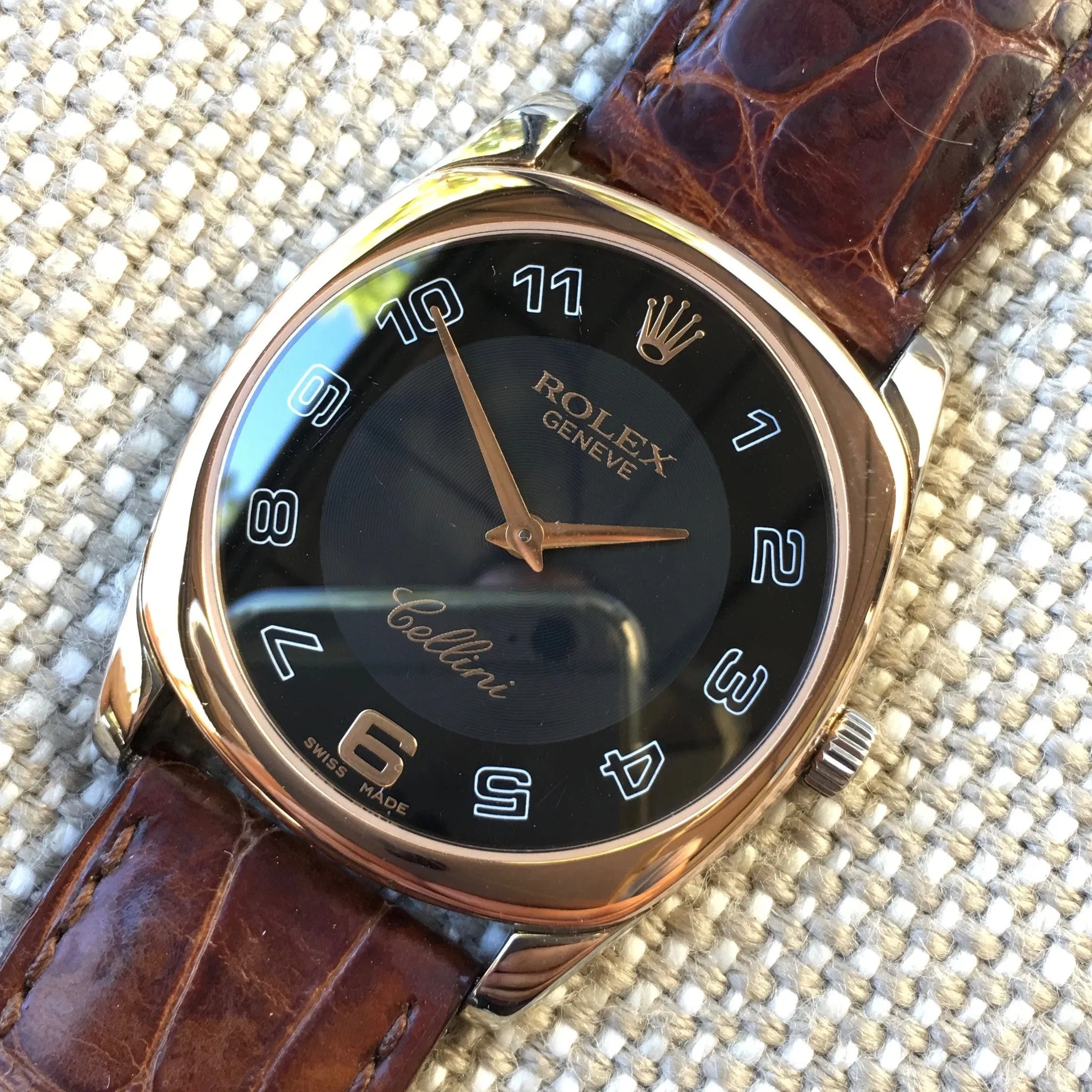 Rolex Cellini 4233 18K White Rose Gold Manual Dress Wristwatch Box Papers