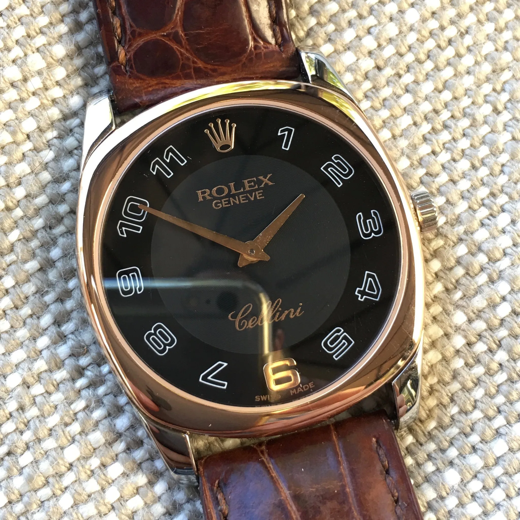 Rolex Cellini 4233 18K White Rose Gold Manual Dress Wristwatch Box Papers