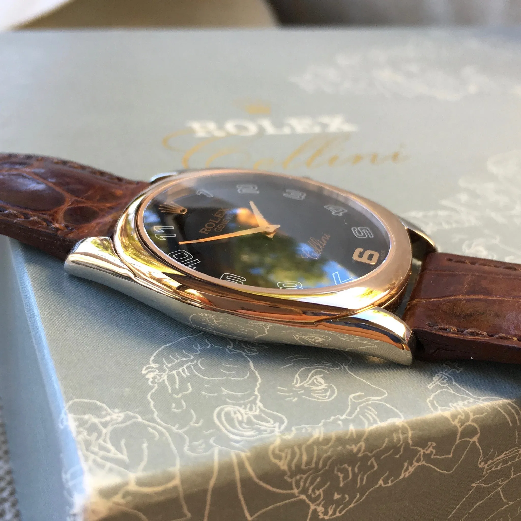 Rolex Cellini 4233 18K White Rose Gold Manual Dress Wristwatch Box Papers